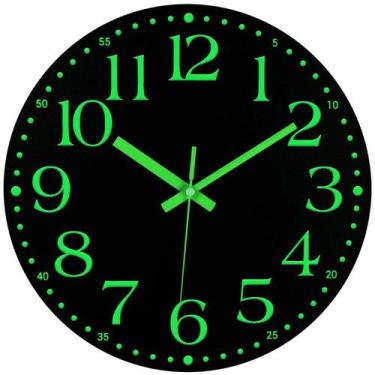 Imagem de Relógio de parede JoFoMP Wooden Glow in The Dark 30cm Silent