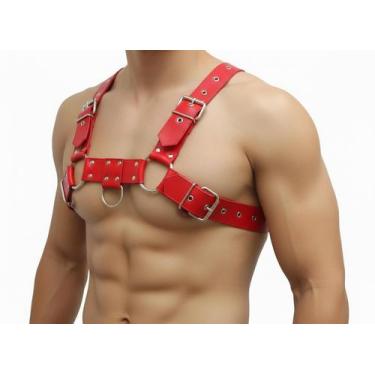 Imagem de Harness em H Luxo BY023 Couro Legítimo - Blood Art, Vermelho, G