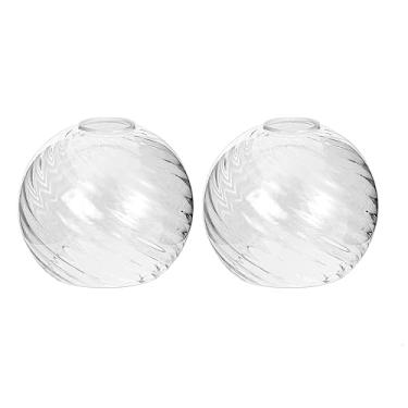 Imagem de Pacote com 2 sombras de vidro globo de lâmpadas, tampas de vidro listrado transparente substituições para luminárias, globos ajustadores de 4,5 cm, abajures para arandelas de parede, candelabro, luzes