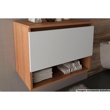 Imagem de Bancada de Banheiro Suspenso BN3606 1 Porta cor Amêndoa/Branco - Tecno Mobili