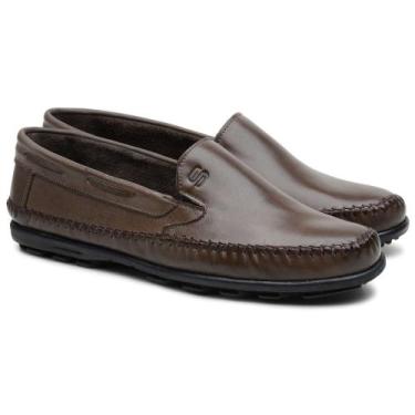 Imagem de Sapatilha Mocassim Masculino de Couro Legítimo Scarpazi 900, Café, 39