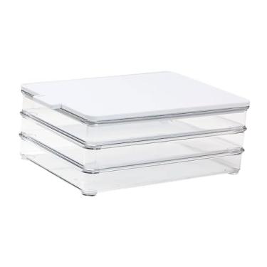 Imagem de AFXGUSD Recipiente para Refrigerador com Tampa de Tábua de Corte, Hermético, Empilhável E Seguro para Freezer para Preparação de Refeições E Armazenamento de, 3 Camadas