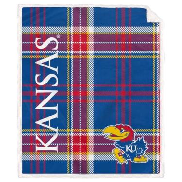 Imagem de Proformance Home NCAA Kansas Jayhawks Playmaker manta xadrez ultra aconchegante sherpa