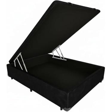 Imagem de Cama Box Baú Casal Blindada, 138cm, Compartimento para Armazenamento (Corino Preto)