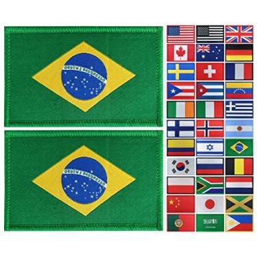 Imagem de JBCD Pacote com 2 emblemas da bandeira do Brasil – Emblema tático da bandeira do orgulho brasileiro para roupas, chapéu, equipe, militar