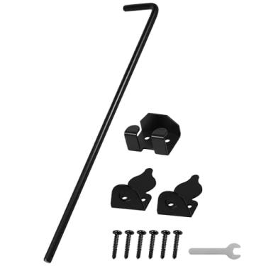 Imagem de ZJMCAJY 2 peças/1 pç kit de haste de queda de portão de cana 30,5 cm/45,7 cm trava de ferro resistente para aterramento cerca multiuso portões de trava de aterramento rolha de portas fácil de instalar