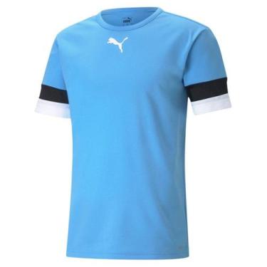Imagem de Camisa Puma Team Rise Masculina, Branco, Azul, M