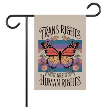 Imagem de Bandeira de jardim Trans Rights Are Human Rights - Ideas Decoração ao ar livre e terraços de jardim presente para comunidade LGBT - Presente de bandeira de orgulho LGBT para inauguração de casa ou