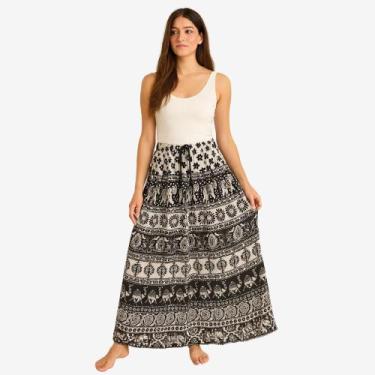 Imagem de Saia Indiana Longa Preta e Branca - Loja da Índia