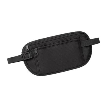 Imagem de oshhni Cinto de dinheiro, carteira de cintura, antirroubo, portátil, à prova d'água, bolsa de cintura, pochete, pochete para exercícios esportivos longos, Preto