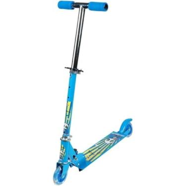 Imagem de Patinete Dobrável Infantil com Rodas Iluminadas, 3 Alturas Ajustáveis, Freio Traseiro, Trava de Segurança – unisex - cor azul