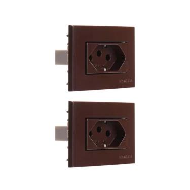 Imagem de 02 Tomada Para Moveis Margirius 2P+T Marrom 20A 250V