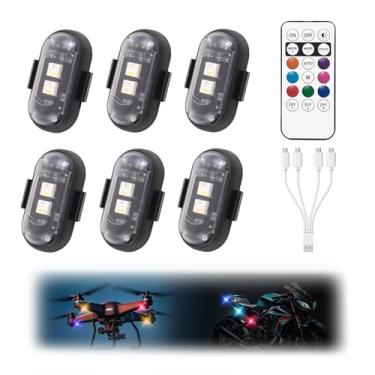 Imagem de Luz estroboscópica LED sem fio com controle remoto, 8 cores à prova d'água anticolisão USB Charing LED luzes de advertência, luzes de LED sem fio de alto brilho para carro, drone, caminhão