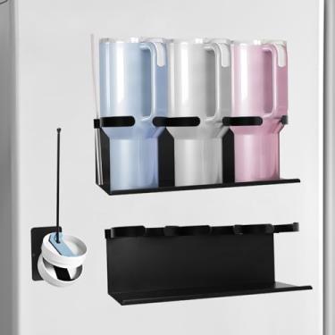 Imagem de Suporte magnético Stanley para geladeira, 2 organizadores de copos com suporte para tampa, organizador de garrafa de água para Stanley 1,134 g, acessórios de copo Stanley para cozinha