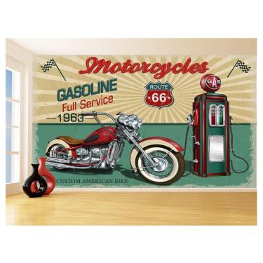 Imagem de Papel De Parede Moto Retrô Arte Gasolina Pump 3,5M Bkm126