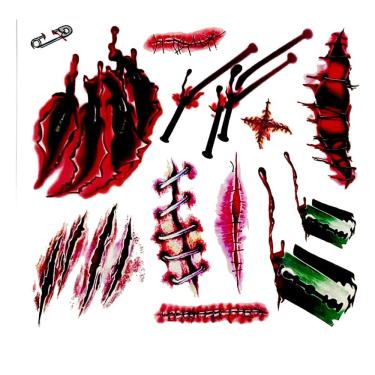 Imagem de Tatuagem De Cicatriz Realista Acessório Para Halloween 12 un