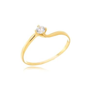 Imagem de Anel Solitário Torcido Com 4 Garras Ouro Amarelo 18 Kl - Juniorjoiaspi