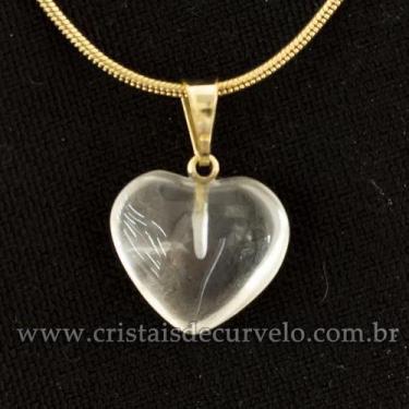 Imagem de Pingente Mini Coração 15mm Cristal Natural Dourado - Pacote com 5 Unid