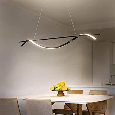 Imagem de Luminária pendente regulável com controle remoto, altura ajustável, lustre de metal para mesa de jantar, ilha de cozinha, bar, sala de estar, escritório, preto, 100 cm