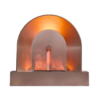 Imagem de Lareira Decorativa Lareira a vapor de água 3D, lareira elétrica decorativa em arco dourado com chama atomizada realista