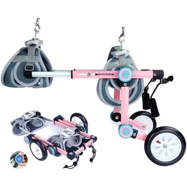 Imagem de Cadeira de rodas para cães, carrinho ajustável para cães, cadeira de rodas para animais de estimação, carrinho ajustável, ultraleve e dobrável, adequado para animais de estimação com deficiência