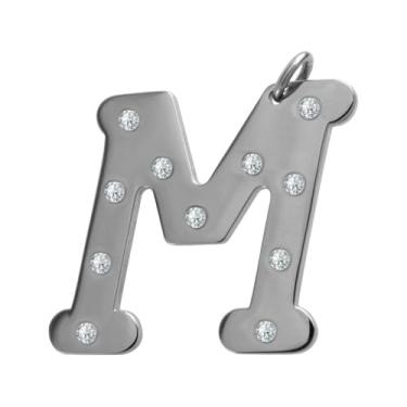 Imagem de Pingente de Aço Letra M com Zircônia