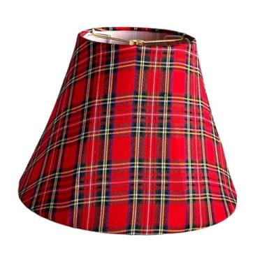 Imagem de KiBcsLic Abajur de mesa de tecido, abajur decorativo rústico para decoração de casa, elegante, capa de luz, pendente para sala de estar, cabeceira, Xadrez Vermelho