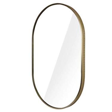 Imagem de Espelho de maquiagem espelhos de parede para sala de estar espelho elíptico dourado espelho de banheiro espelho de banheiro montado na parede espelho de banheiro