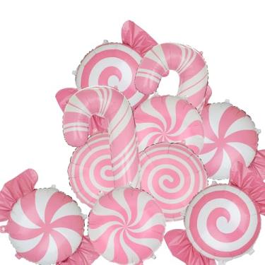Imagem de Balões de bengala doce, laço, balão, pirulito, chá de bebê, crianças, Natal, Natal, doces, tema, aniversário, doces, decoração, suprimentos, 10 peças, rosa