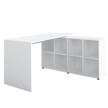 Imagem de Mesa Para Escritório Extensível Escrivaninha Home Office Nero A02 Branco - Lyam Decor