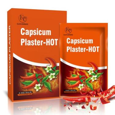 Imagem de Adesivos de capsaicina KZM KANGZHIMEI extra grandes, 50 unidades - KZM