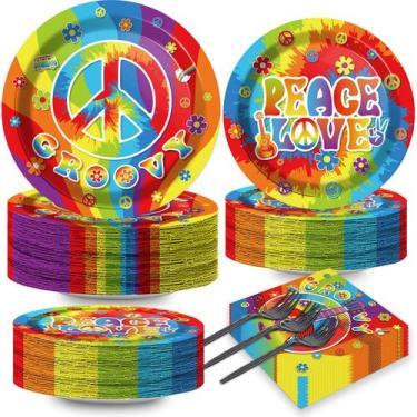 Imagem de Conjunto de talheres de festa Naozinebi 60's Hippie 200 unidades para 