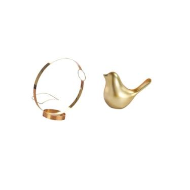 Imagem de Fenteer Suporte para Garrafas de Vinho de Ferro, Estatueta de Pássaros Dourados, Suporte para Garrafa de Bebida de Vinho Tinto para Adultos, Estátua de Animal