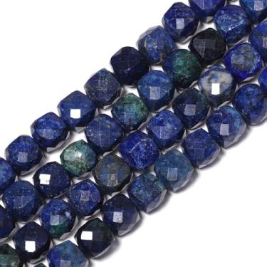 Imagem de NITOPUPU Cerca de 47 peças de contas de pedras preciosas facetadas de lápis-lazúli natural de 8 mm para fazer joias, pulseiras, colares, kit de pulseira da amizade