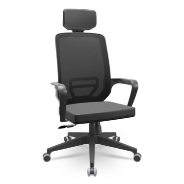 Imagem de Cadeira Adrix Presidente Relax System Vinil Preto Apoio De Cabeça - Plaxmetal