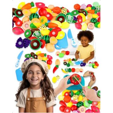 Imagem de Kit Frutinhas De Brinquedo Infantil Educativo Com Tábua E Faquinha 12 Frutas E Legumes Coloridos Que “Cortam Ao Meio”, Estimulam Coordenação, Imaginação E Habilidades Motoras Das Crianças