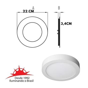 Imagem de Painel Plafon Ourolux Led Sobreporr 18W Luz Amarela Cor Bran