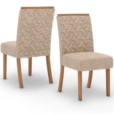 Imagem de Kit 2 Cadeiras Estofadas Sala De Jantar Esther Suede Creme Henn Suede Creme