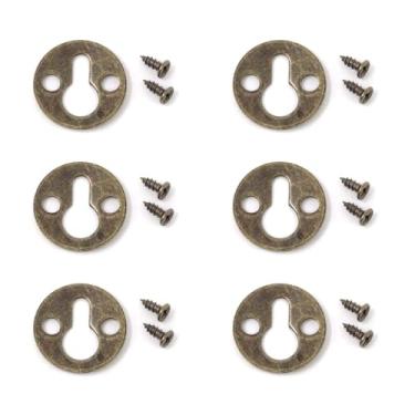 Imagem de 50 peças de bronze redondo em formato de fechadura com suporte de prateleira com parafusos para pendurar porta-retratos