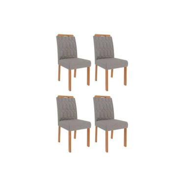 Imagem de Kit 4 Cadeiras Sala Jantar Paola Wood 4 Un Carvalho-linho Grafite - Cimol