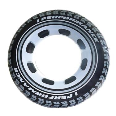 Imagem de Boia Inflável Circular para Piscina e Praia, Formato Pneu, 90 cm de Diâmetro