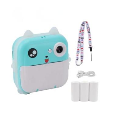 Imagem de Câmera Digital Infantil com Impressora Instantânea Integrada, Jogos Educativos, para Crianças (Verde água)