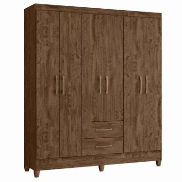 Imagem de Guarda Roupa Casal Panamá 6 Portas Castanho Wood - Moval