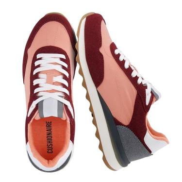 Imagem de CUSHIONAIRE Women's Kicks lace up Nylon Sneaker +Comfort Foam, Wide Widths Available, Salmon/Burgundy 7.5