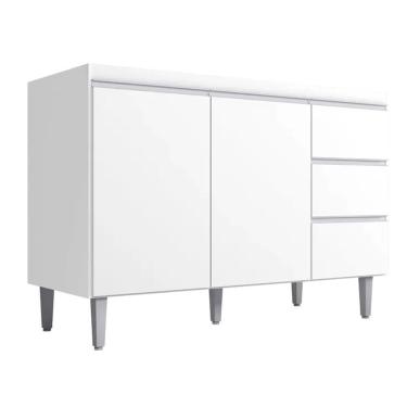 Imagem de Balcão Gabinete Cozinha Andreia 120cm 2 Porta Ajl Móveis S-t Branco