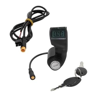 Imagem de UGPLM Interruptor de bloqueio de bicicleta elétrica com visor digital de energia da bateria, interruptor de ignição portátil profissional à prova d'água, Trava com Cabo