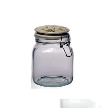 Imagem de Pote De Vidro Tampa Hemética Em Cerâmica 780 Ml
