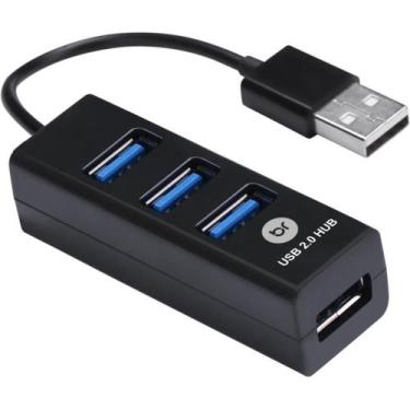 Imagem de Hub Mini USB 2.0 4 Portas Preto - BRIGHT