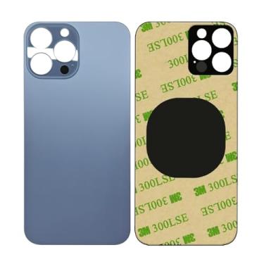 Imagem de 1 peça/lote de tampa de bateria de vidro para iPhone 13 Pro substituição para iPhone 13PRO 2 em 1 capa traseira de vidro grande com adesivo pré-instalado (azul)