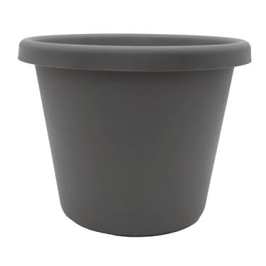 Imagem de The HC Companies Vaso clássico redondo de 17,78 cm – Pequeno vaso de plástico para plantas internas e externas e flores, cinza quente